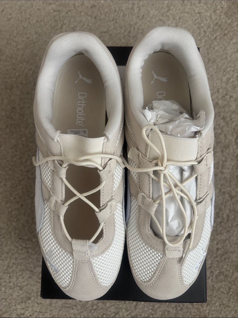 Puma Women's Cream and White Athletic Sneakers